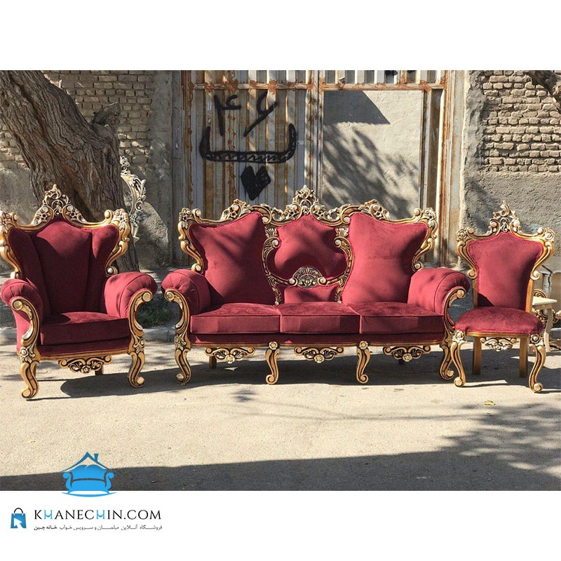 مبل سه نفره کلاسیک مدل تاج عروس مبل سه نفره کلاسیک مدل تاج عروس